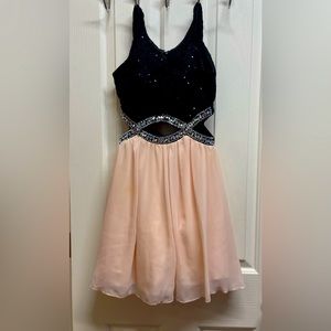 Black and peach sequenced dress